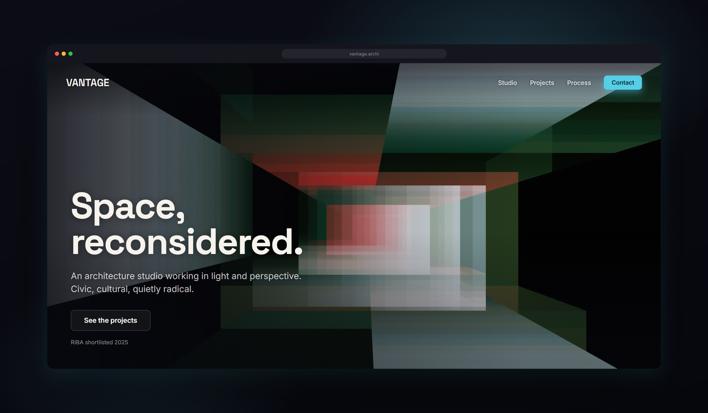 Atrium shown as a website background