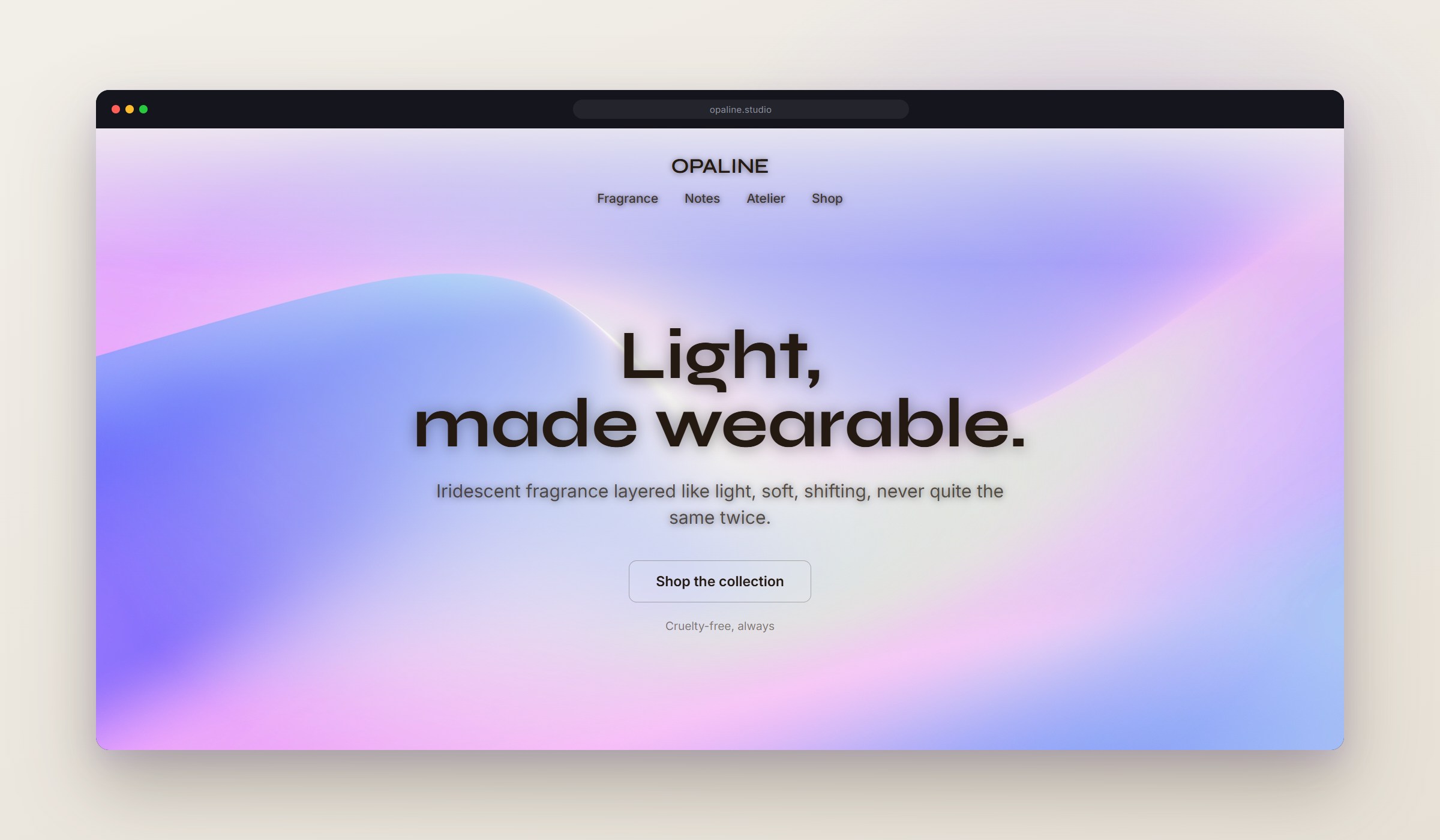 Aurora Silk shown as a website background