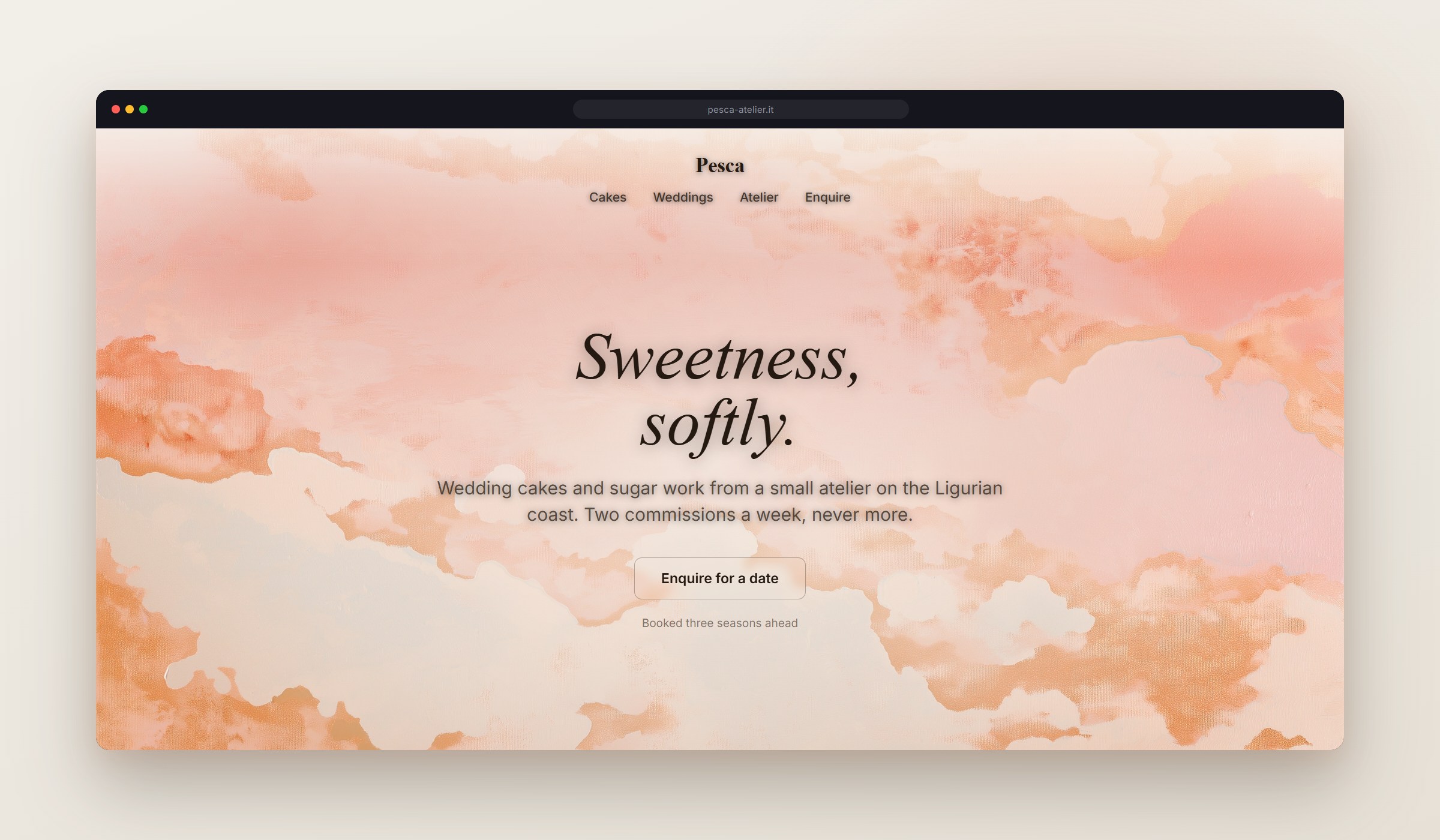 Bellini shown as a website background