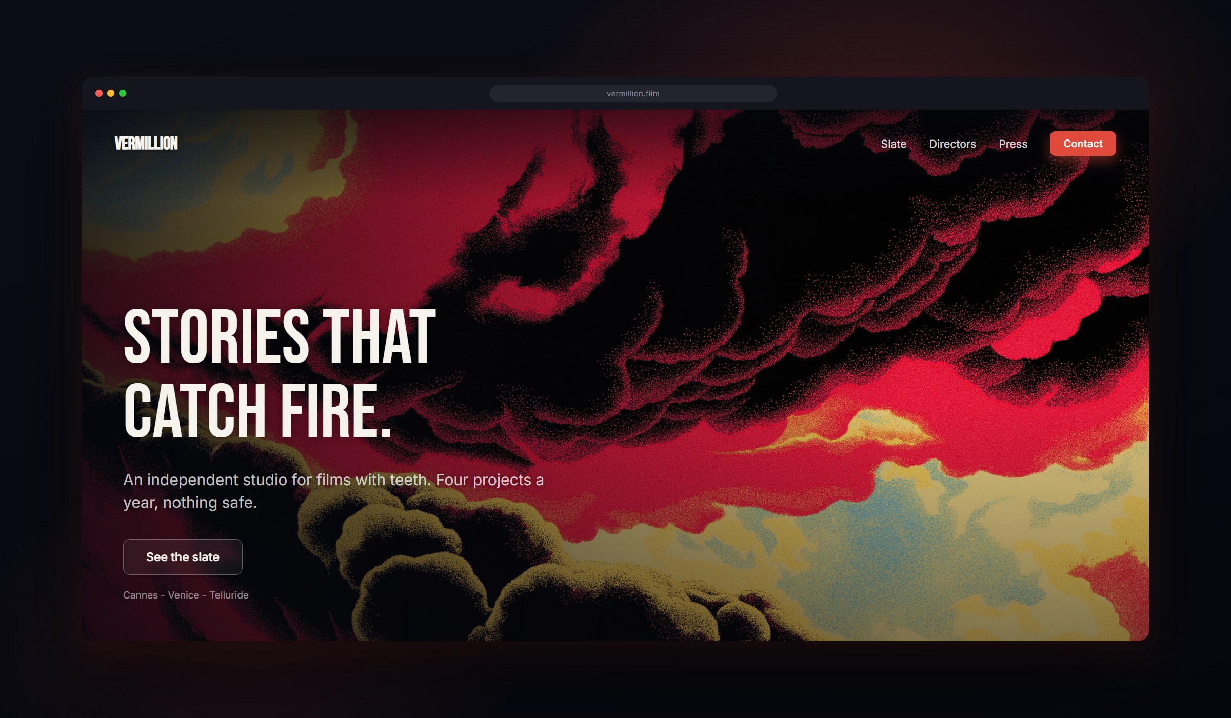 Ember shown as a website background
