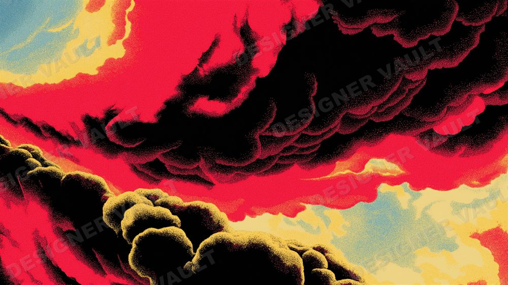 Ember 4K background, Red & black ink storms, design 1 of 6