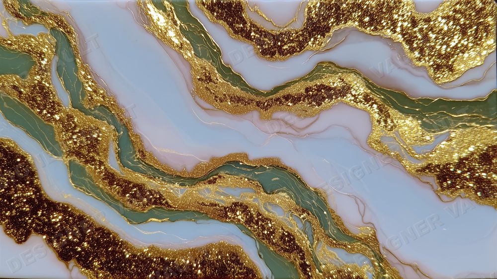 Gold Ink 4K background, Hand-marbled 24k ink, design 2 of 5
