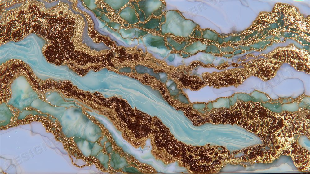 Gold Ink 4K background, Hand-marbled 24k ink, design 3 of 5