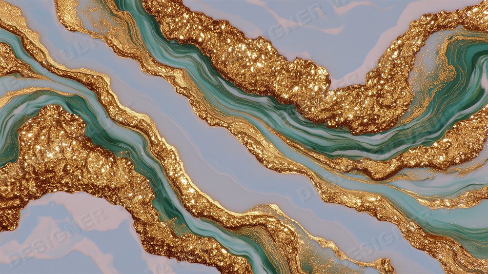 Gold Ink 4K background, Hand-marbled 24k ink, design 4 of 5