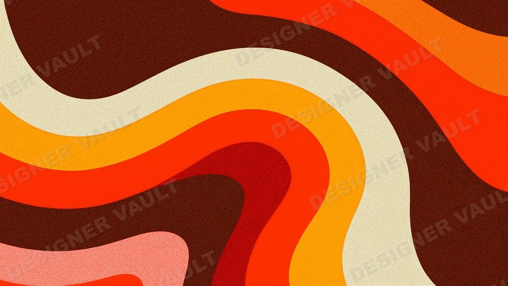 Groovy 70s 4K background, Warm retro curves, design 2 of 5
