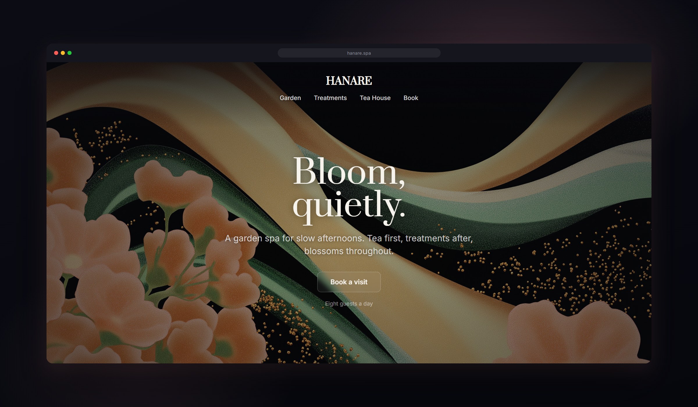Hanami shown as a website background