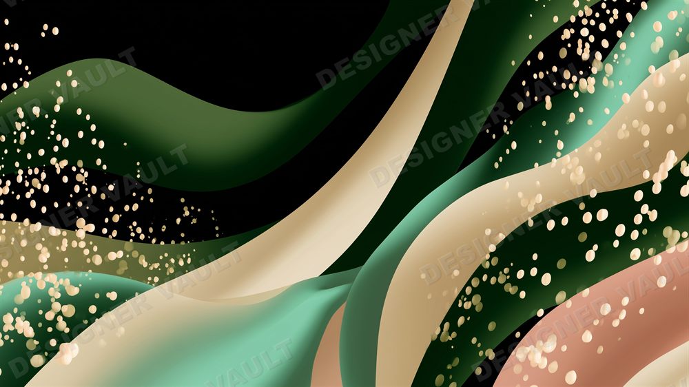 Hanami 4K background, Blossom & gold on green silk, design 5 of 6