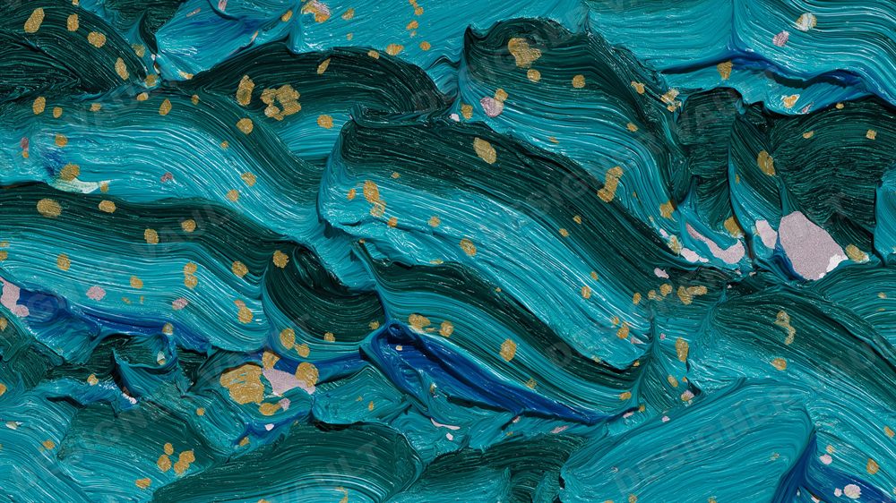 Impasto 4K background, Thick teal oil brushwork, design 1 of 8