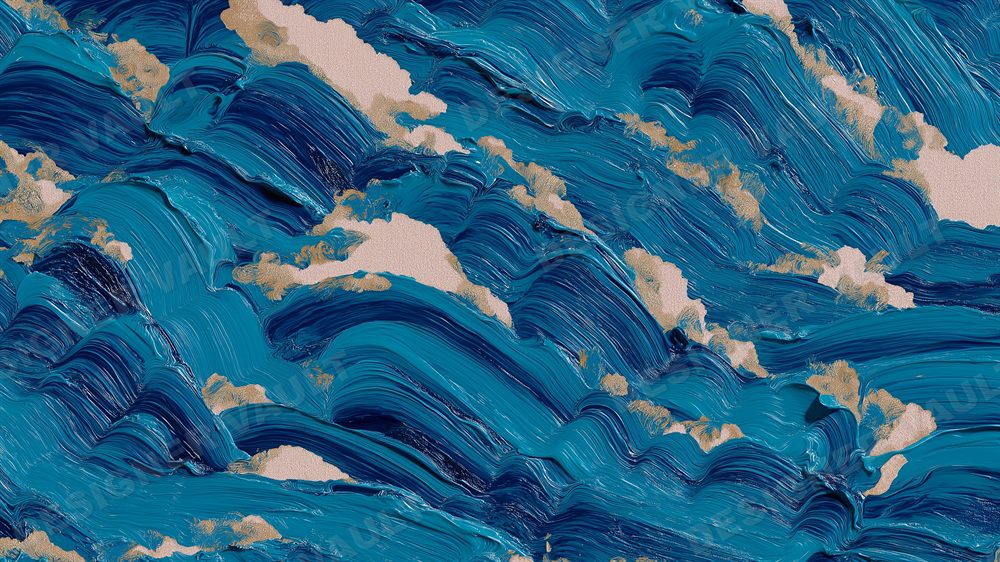 Impasto 4K background, Thick teal oil brushwork, design 2 of 8
