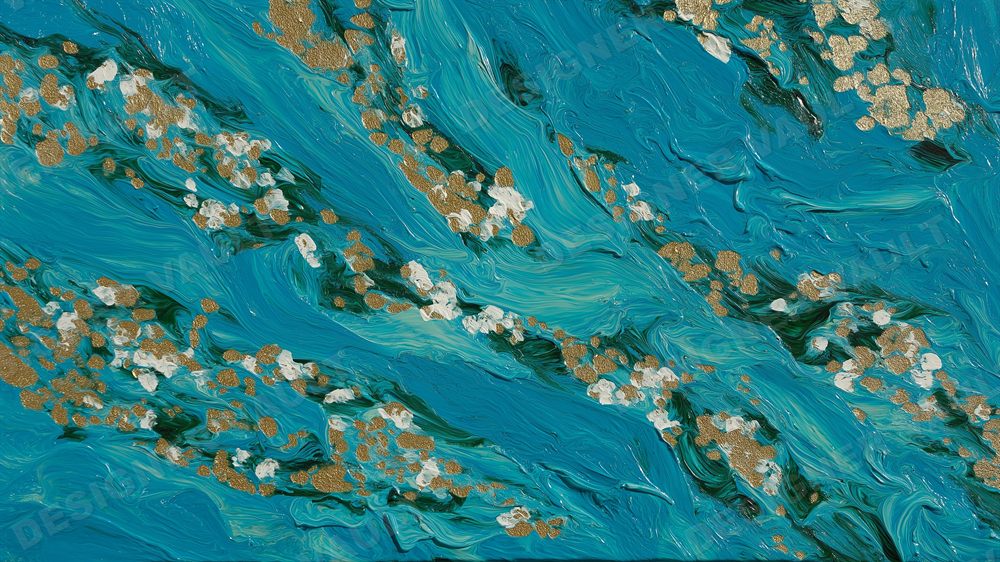 Impasto 4K background, Thick teal oil brushwork, design 3 of 8