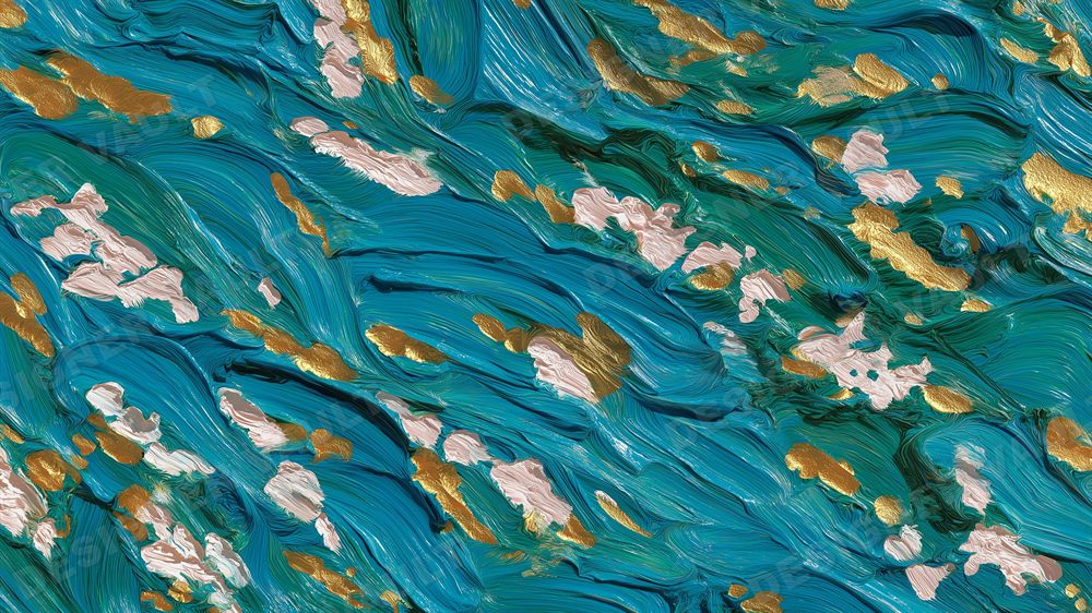 Impasto 4K background, Thick teal oil brushwork, design 5 of 8