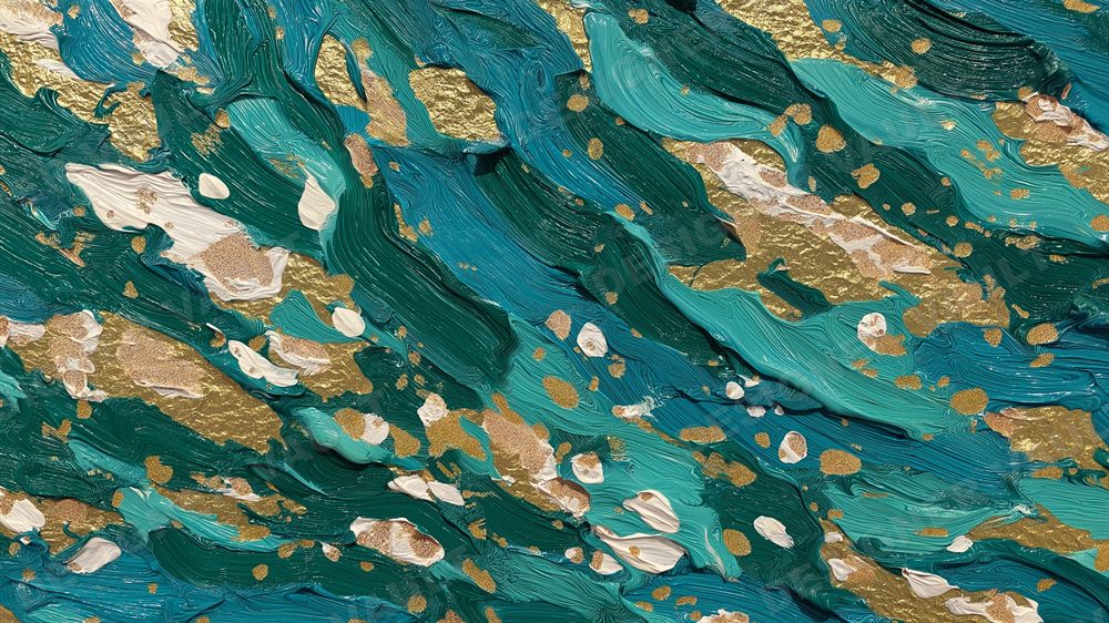 Impasto 4K background, Thick teal oil brushwork, design 6 of 8
