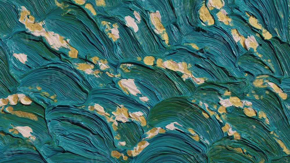 Impasto 4K background, Thick teal oil brushwork, design 7 of 8