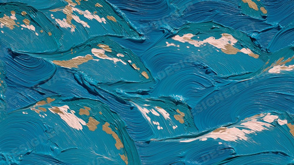 Impasto 4K background, Thick teal oil brushwork, design 8 of 8