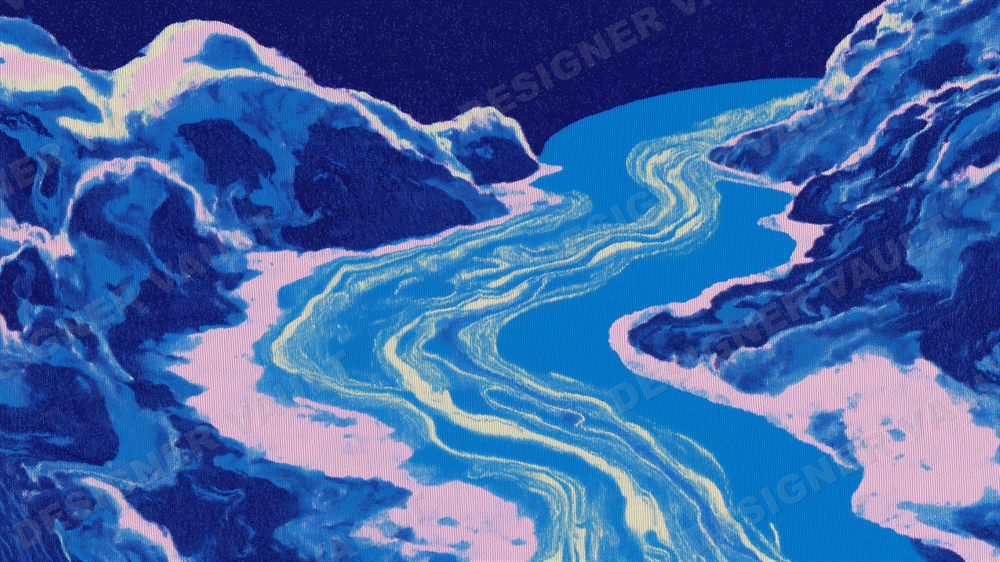 Indigo Suminagashi 4K background, Japanese indigo marbling, design 1 of 6
