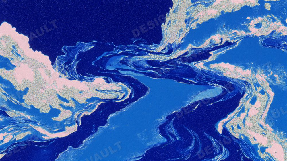 Indigo Suminagashi 4K background, Japanese indigo marbling, design 4 of 6