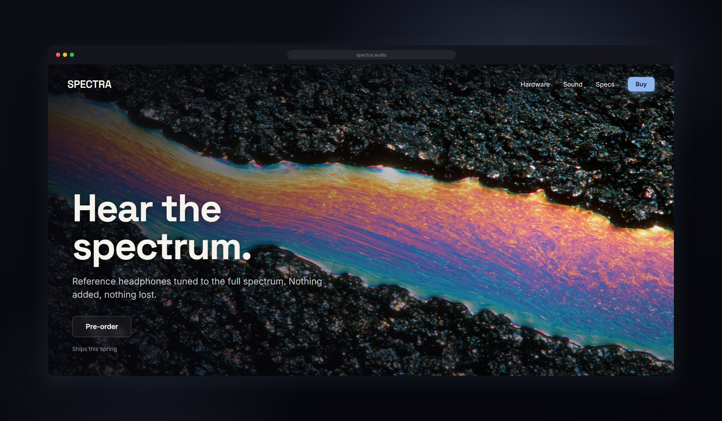 Iridium shown as a website background