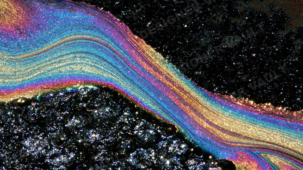 Iridium 4K background, Iridescent oil-sheen on steel, design 1 of 6