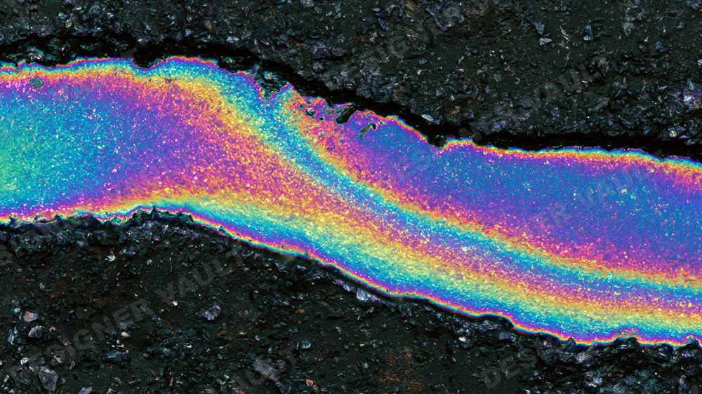 Iridium 4K background, Iridescent oil-sheen on steel, design 5 of 6
