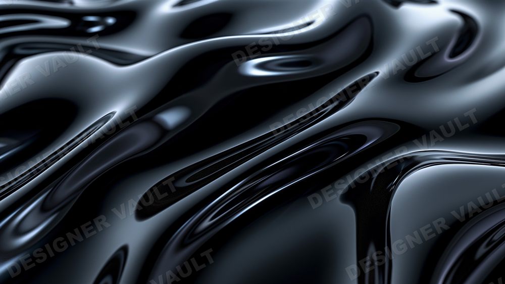 Liquid Chrome II 4K background, Molten black liquid chrome, design 3 of 7