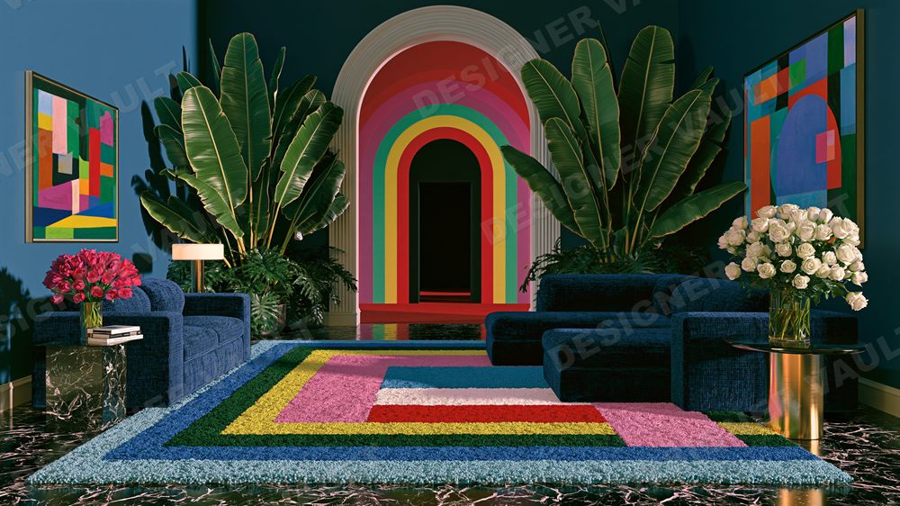 Maison 4K background, Illustrated colour interiors, design 1 of 5