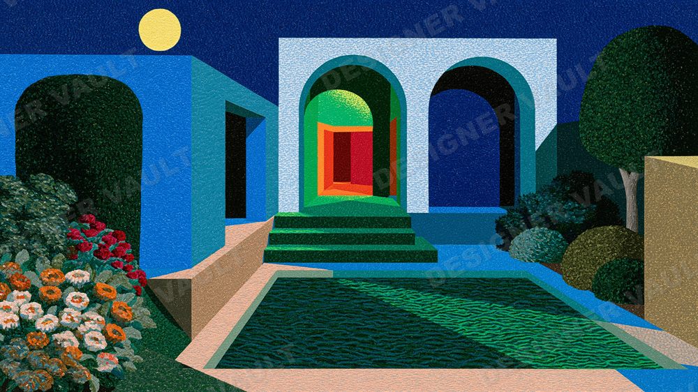 Maison 4K background, Illustrated colour interiors, design 2 of 5