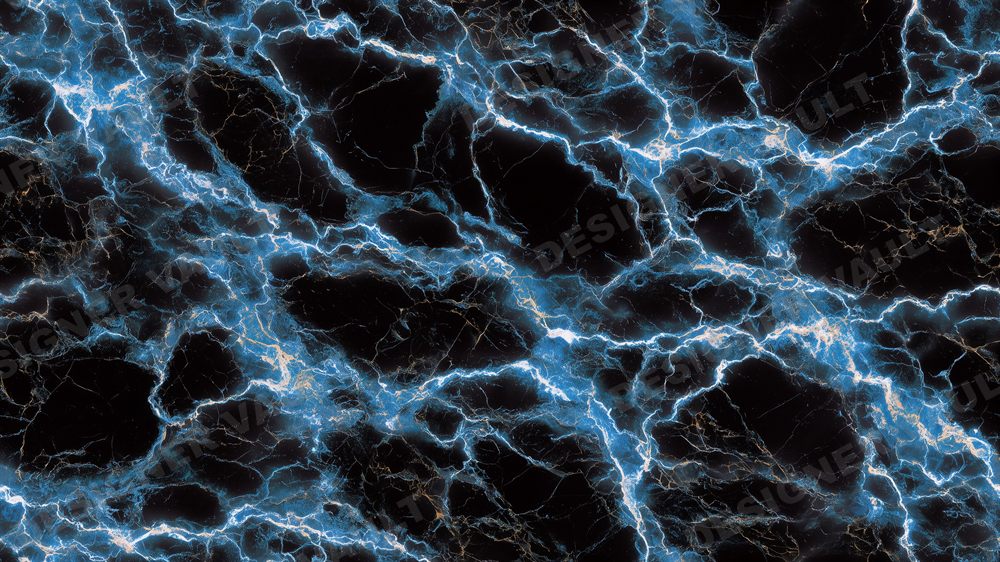 Marble Noir 4K background, Black marble veined with blue & gold, design 2 of 8