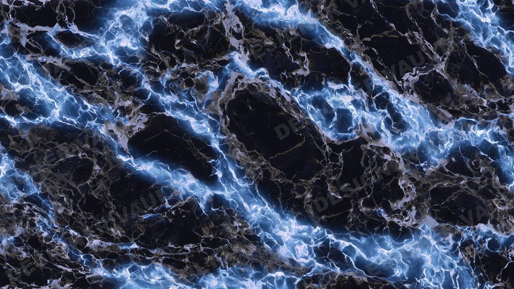 Marble Noir 4K background, Black marble veined with blue & gold, design 4 of 8