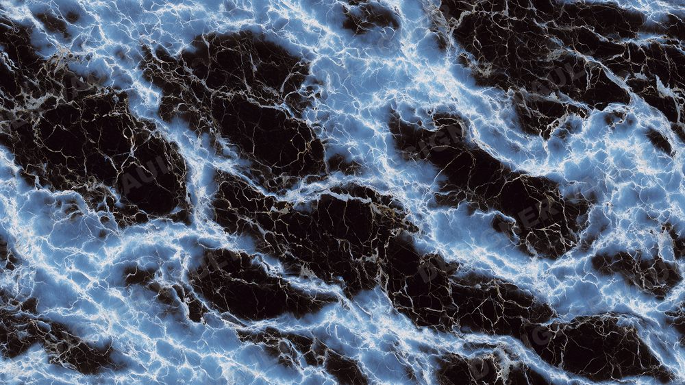 Marble Noir 4K background, Black marble veined with blue & gold, design 7 of 8
