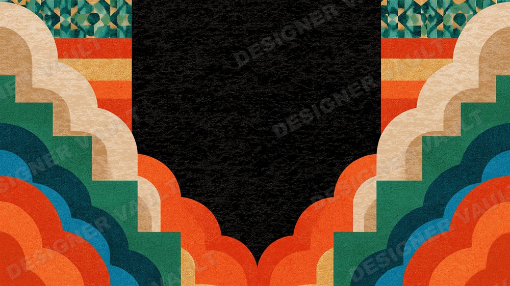 Medina 4K background, Terracotta & teal mosaics, design 2 of 9