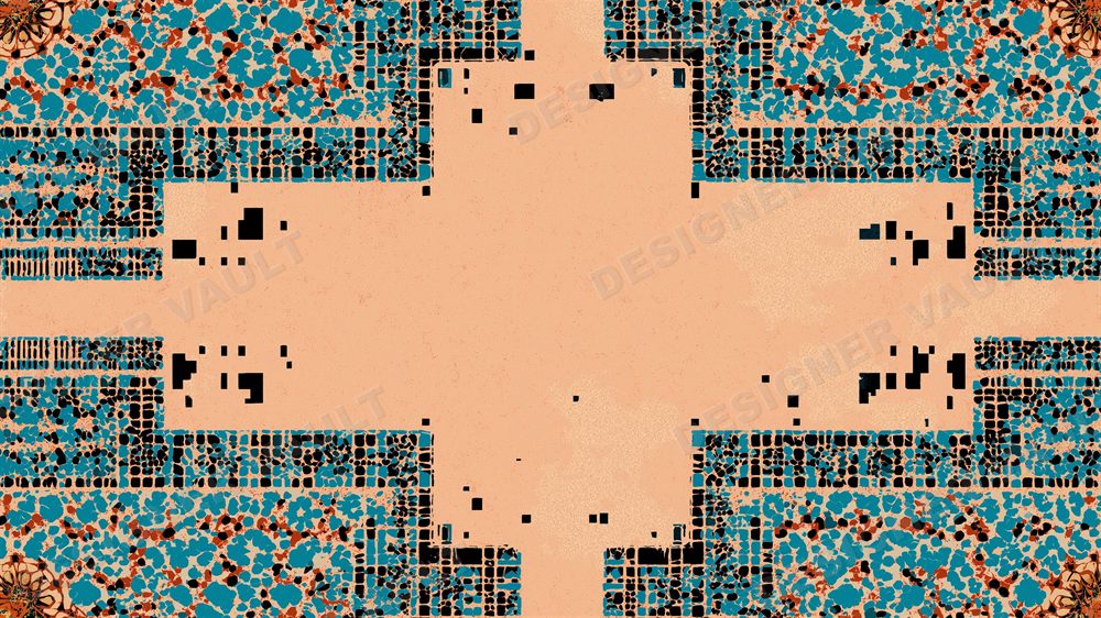 Medina 4K background, Terracotta & teal mosaics, design 6 of 9