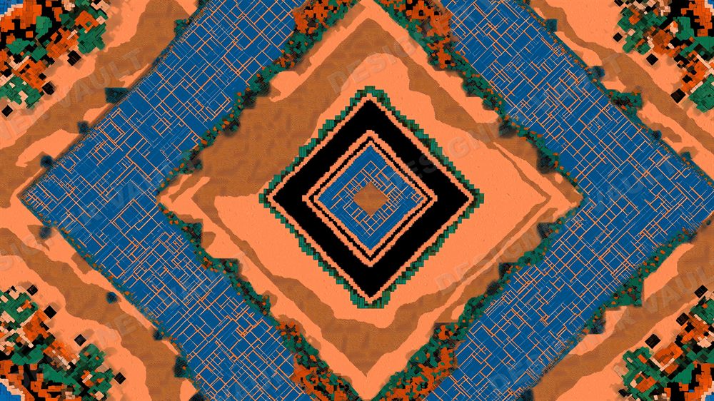 Medina 4K background, Terracotta & teal mosaics, design 7 of 9