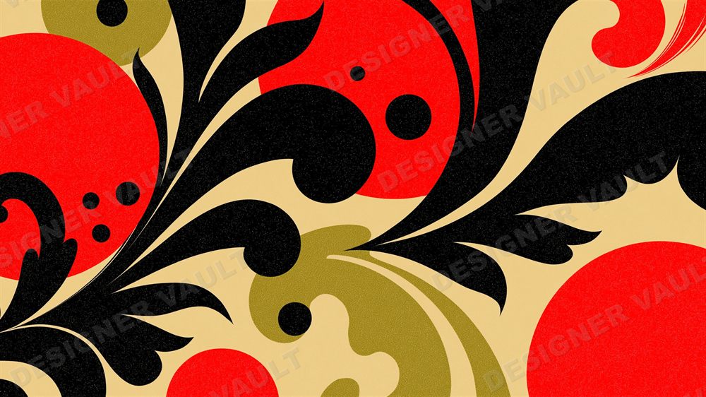 Moulin 4K background, Art nouveau red & gold, design 2 of 8