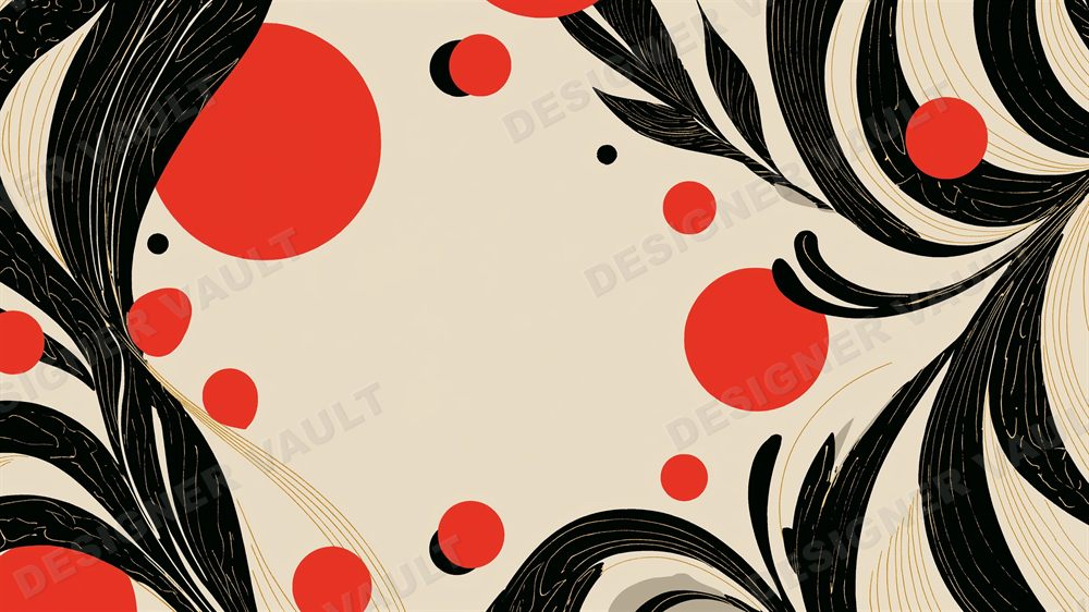 Moulin 4K background, Art nouveau red & gold, design 7 of 8