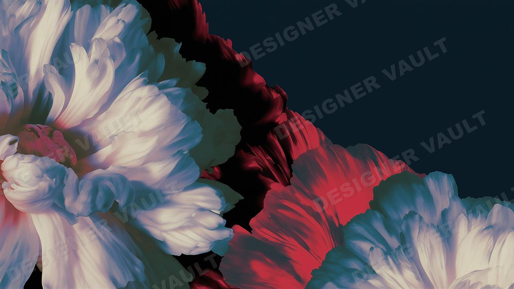 Nightbloom 4K background, Dark painterly peonies, design 1 of 6