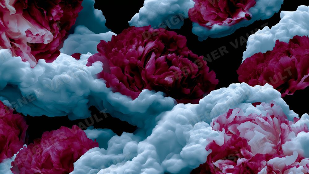 Nightbloom 4K background, Dark painterly peonies, design 2 of 6