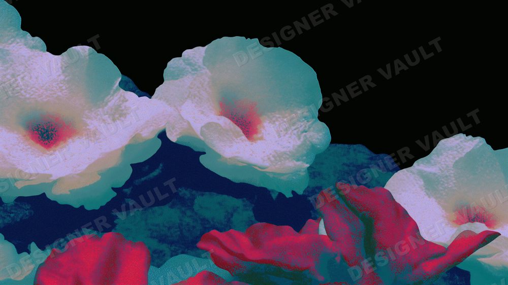 Nightbloom 4K background, Dark painterly peonies, design 3 of 6