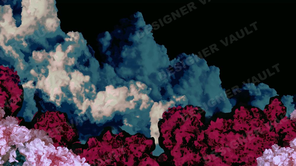 Nightbloom 4K background, Dark painterly peonies, design 5 of 6