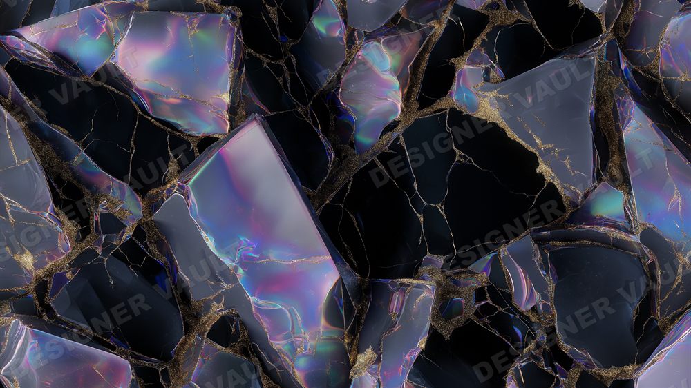 Obsidian 4K background, Iridescent black crystal, design 2 of 8