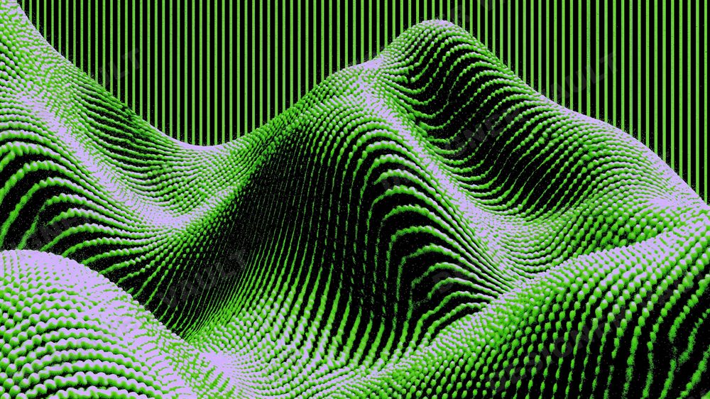 Phosphor 4K background, Phosphor-green moire terrain, design 1 of 6