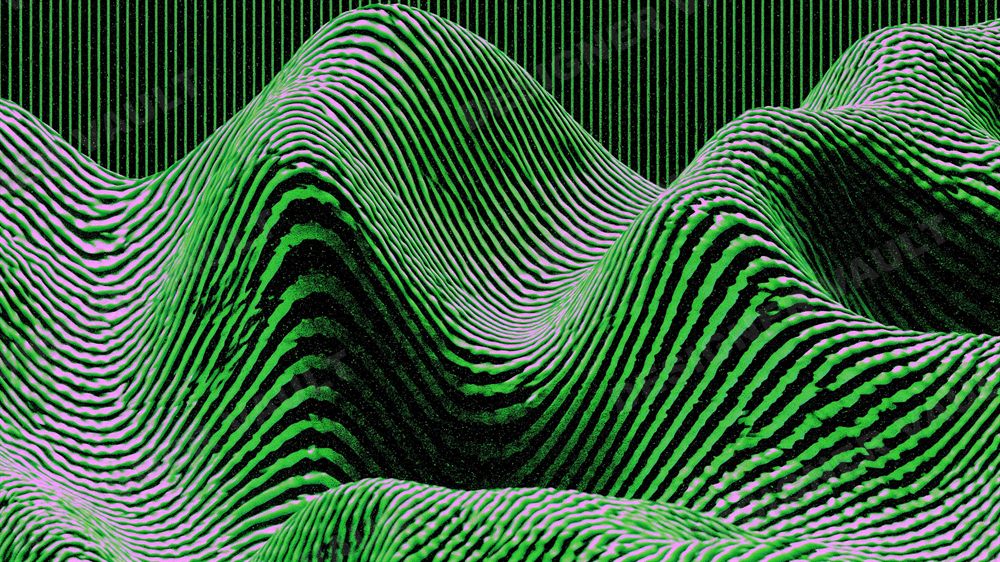 Phosphor 4K background, Phosphor-green moire terrain, design 3 of 6