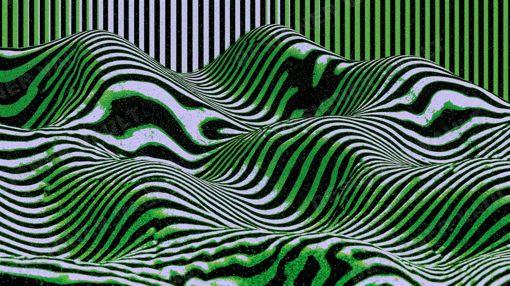Phosphor 4K background, Phosphor-green moire terrain, design 4 of 6