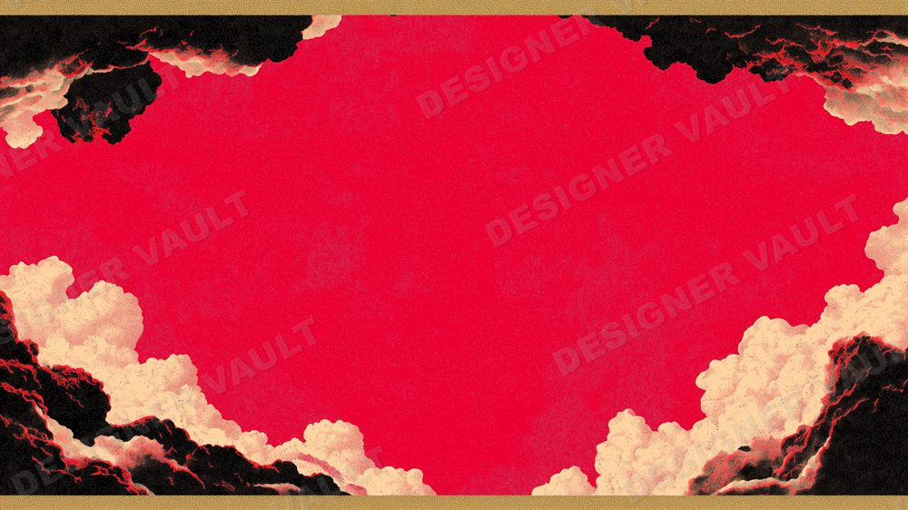 Playbill 4K background, Torn vintage theatre-poster red, design 3 of 5