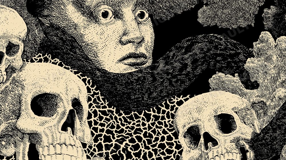 Relic 4K background, Dark woodcut illustration, design 4 of 9