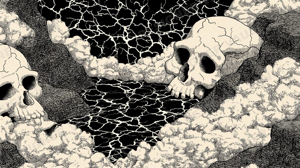 Relic 4K background, Dark woodcut illustration, design 8 of 9