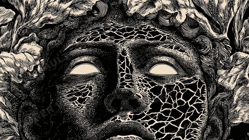 Relic 4K background, Dark woodcut illustration, design 9 of 9