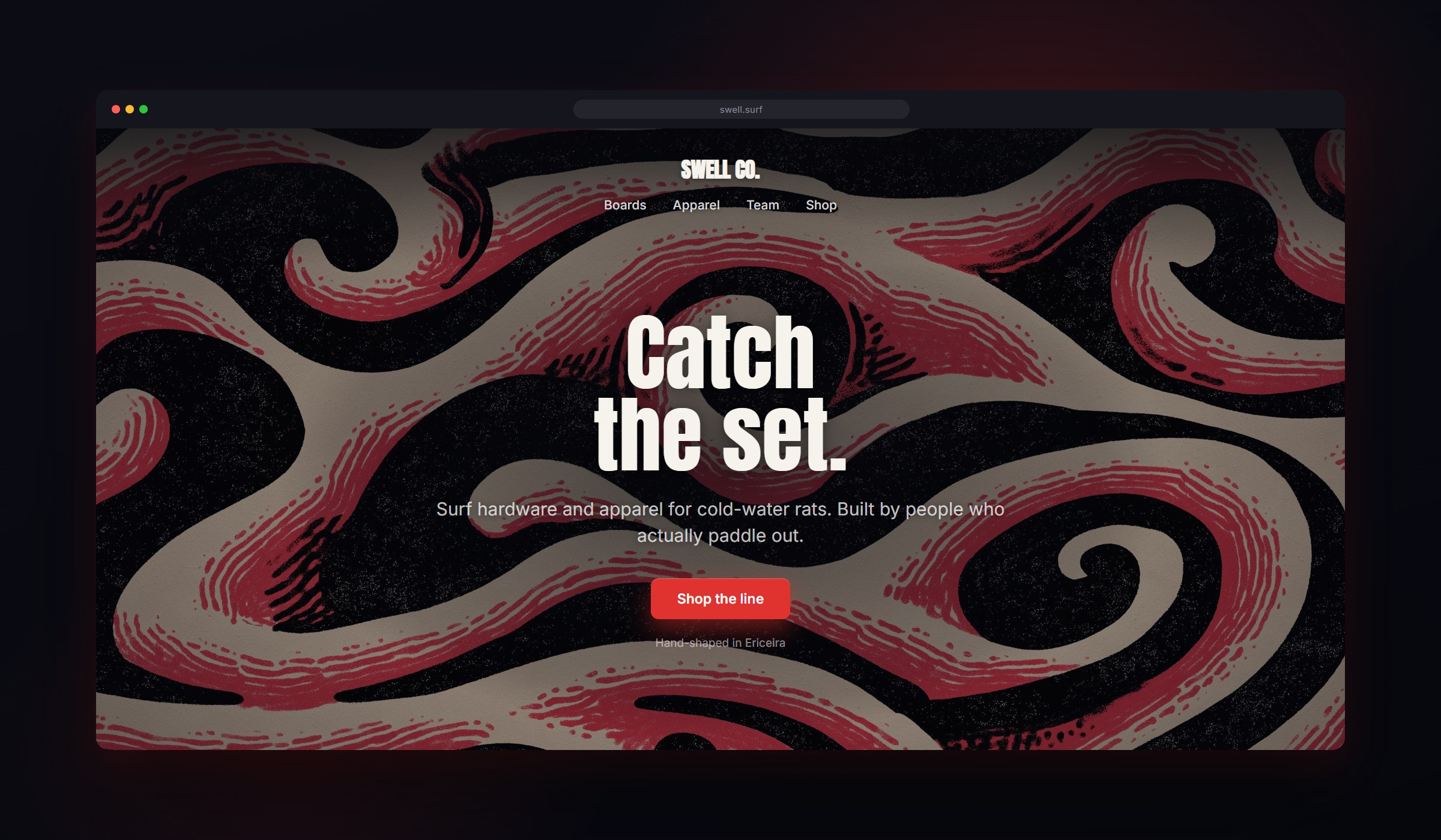 Riptide shown as a website background