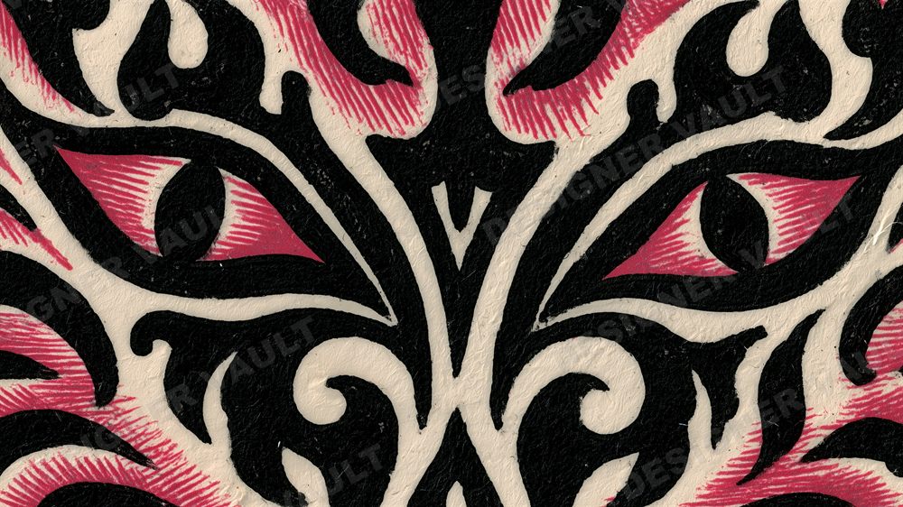 Riptide 4K background, Woodcut wave print, design 6 of 7