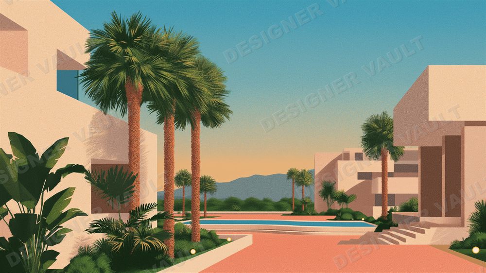 Riviera 4K background, Sunlit Mediterranean architecture, design 5 of 7