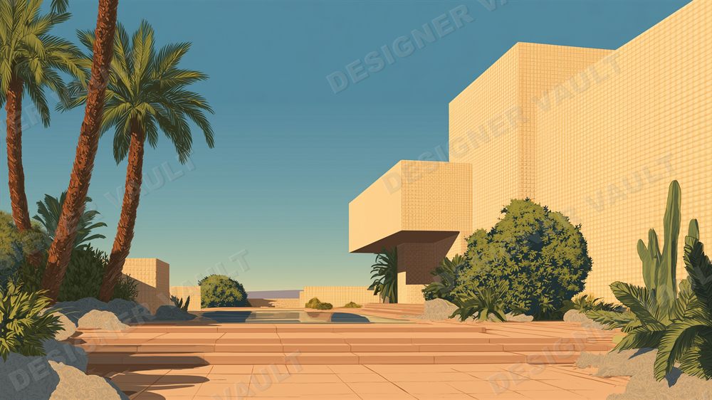 Riviera 4K background, Sunlit Mediterranean architecture, design 6 of 7